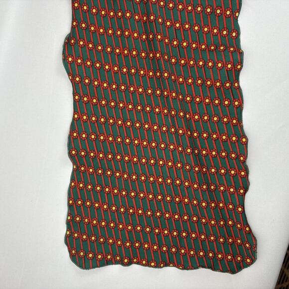 Vintage Red & Green Geometric Abstract Patterned Scarf - Picture 4 of 5
